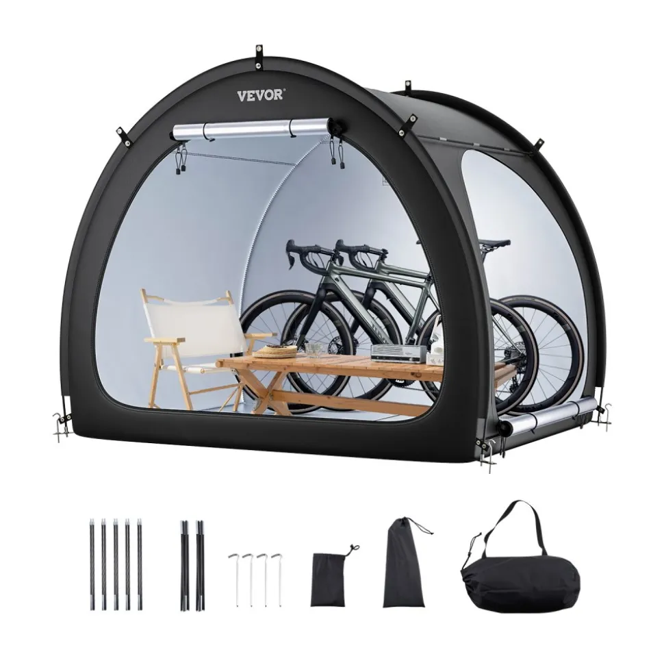 VEVOR Bike Storage Tent, 1 to 2 Bikes, Outdoor Spacious Bike Storage Tent with Ventilated Window, Waterproof Fan-Shaped Bike Tent with High Strength Fiberglass & Dual Zippers, Fit for Bicycle
