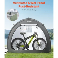 VEVOR Bike Storage Tent, 1 to 2 Bikes, Outdoor Spacious Bike Storage Tent with Ventilated Window, Waterproof Fan-Shaped Bike Tent with High Strength Fiberglass & Dual Zippers, Fit for Bicycle