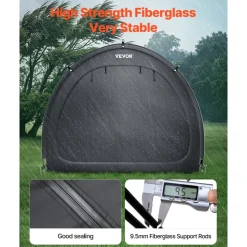 VEVOR Bike Storage Tent, 1 to 2 Bikes, Outdoor Spacious Bike Storage Tent with Ventilated Window, Waterproof Fan-Shaped Bike Tent with High Strength Fiberglass & Dual Zippers, Fit for Bicycle