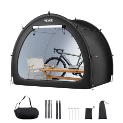 VEVOR Bike Storage Tent, 3 to 4 Bikes, Outdoor Spacious Bike Storage Tent with Ventilated Window, Waterproof Easy-to-Install Bike Tent with High Strength Fiberglass & Dual Zippers, Fit for Bicycle