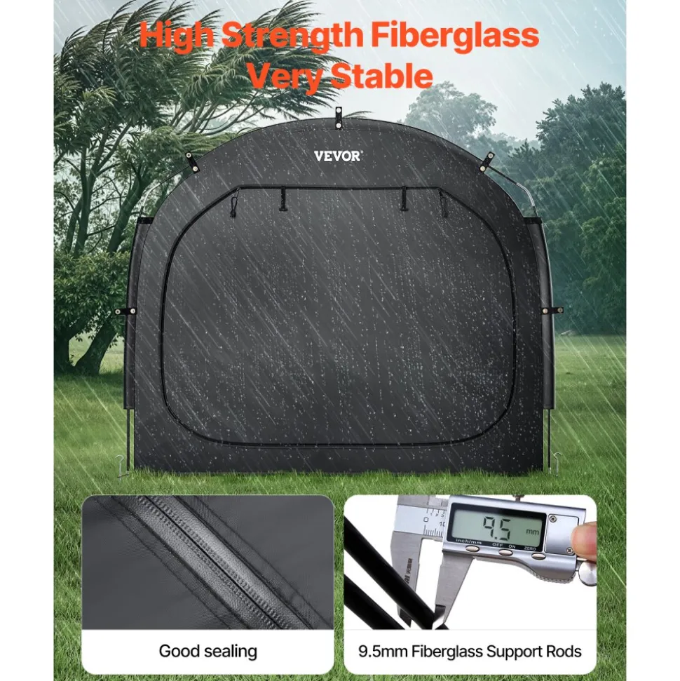 VEVOR Bike Storage Tent, 4 to 5 Bikes, Outdoor Spacious Bike Storage Tent with Ventilated Window, Waterproof Easy-to-Install Bike Tent with High Strength Fiberglass & Dual Zippers, Fit for Bicycle