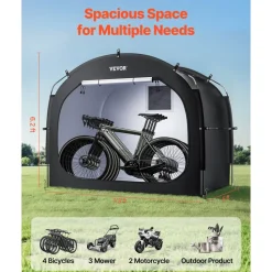 VEVOR Bike Storage Tent, 4 to 5 Bikes, Outdoor Spacious Bike Storage Tent with Ventilated Window, Waterproof Easy-to-Install Bike Tent with High Strength Fiberglass & Dual Zippers, Fit for Bicycle