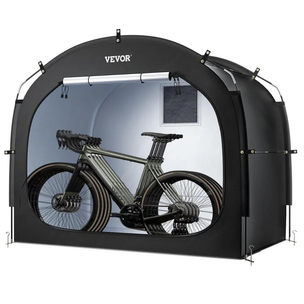 VEVOR Bike Storage Tent, 4 to 5 Bikes, Outdoor Spacious Bike Storage Tent with Ventilated Window, Waterproof Easy-to-Install Bike Tent with High Strength Fiberglass & Dual Zippers, Fit for Bicycle