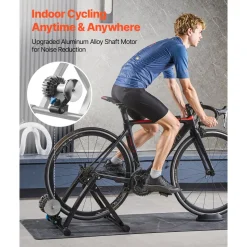 VEVOR Bike Trainer, 26-29 Inch & 700C Wheels, Foldable Fluid Bicycle Stationary Trainer Stand for Indoor Exercise Riding with Quick Release Skewer & Front Wheel Riser Block, Fits Road Bikes, Black
