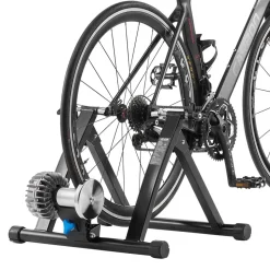 VEVOR Bike Trainer, 26-29 Inch & 700C Wheels, Foldable Fluid Bicycle Stationary Trainer Stand for Indoor Exercise Riding with Quick Release Skewer & Front Wheel Riser Block, Fits Road Bikes, Black