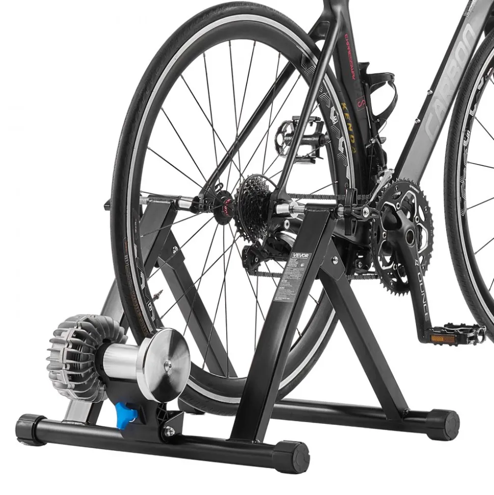 VEVOR Bike Trainer, 26-29 Inch & 700C Wheels, Foldable Fluid Bicycle Stationary Trainer Stand for Indoor Exercise Riding with Quick Release Skewer & Front Wheel Riser Block, Fits Road Bikes, Black