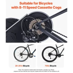 VEVOR Bike Trainer, 1-13 Level, 26-29 in & 700C Wheels, Smart Bicycle Stationary Stand for Indoor Exercise Riding with Front Wheel Riser Block, Fits Road and Mountain Bikes, Compatible with Zwift App