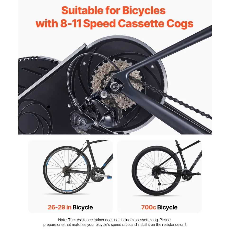 VEVOR Bike Trainer, 1-13 Level, 26-29 in & 700C Wheels, Smart Bicycle Stationary Stand for Indoor Exercise Riding with Front Wheel Riser Block, Fits Road and Mountain Bikes, Compatible with Zwift App