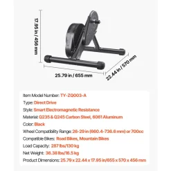 VEVOR Bike Trainer, 1-13 Level, 26-29 in & 700C Wheels, Smart Bicycle Stationary Stand for Indoor Exercise Riding with Front Wheel Riser Block, Fits Road and Mountain Bikes, Compatible with Zwift App