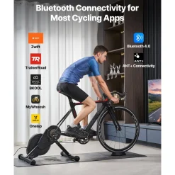 VEVOR Bike Trainer, 1-13 Level, 26-29 in & 700C Wheels, Smart Bicycle Stationary Stand for Indoor Exercise Riding with Front Wheel Riser Block, Fits Road and Mountain Bikes, Compatible with Zwift App