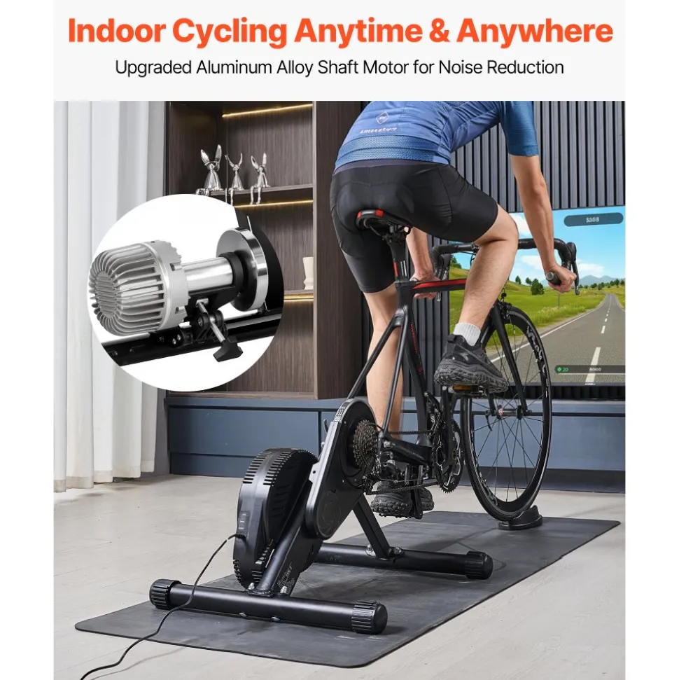 VEVOR Bike Trainer, 1-13 Level, 26-29 in & 700C Wheels, Smart Bicycle Stationary Stand for Indoor Exercise Riding with Front Wheel Riser Block, Fits Road and Mountain Bikes, Compatible with Zwift App