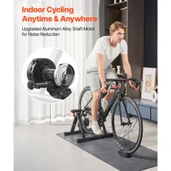 VEVOR Bike Trainer, 6 Level Resistance, 26-29 in & 700C Wheels, Foldable Magnetic Bicycle Stationary Stand for Indoor Exercise Riding with Quick Release Skewer & Front Wheel Riser Block for Road Bikes