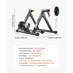 VEVOR Bike Trainer, 6 Level Resistance, 26-29 in & 700C Wheels, Foldable Magnetic Bicycle Stationary Stand for Indoor Exercise Riding with Quick Release Skewer & Front Wheel Riser Block for Road Bikes