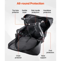 VEVOR Bike Travel Bag, Road Bike Bag Road Bicycle Storage Carry with TSA Lock & Dual Zipper, Black Bicycle Case Wheelbase 37-42 in for Air Travel, Outdoor Use, Airplane, Car, Train, Subway Transport
