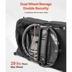 VEVOR Bike Travel Bag, Transport Universal Bicycle Storage Case Bag with TSA Lock, Support Plates, Protection and Fork Mount Stabilisation, Bicycle Case Max. Wheelbase 51 in for Airplane, Outdoor Use