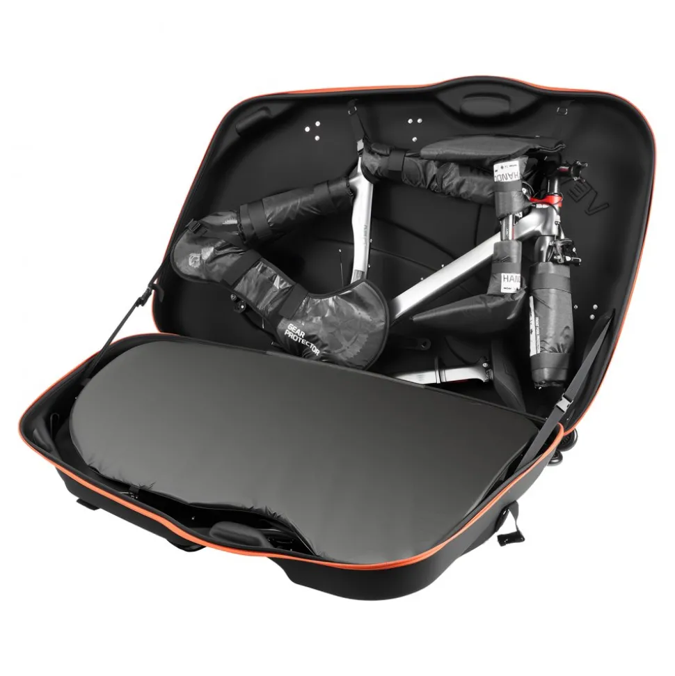 VEVOR Bike Travel Case, Bicycle Travel Bag with EVA Hard Shell, Quick-Release Buckle, Dual Zipper, TSA Lock and Wheels, Black Bicycle Case for Airplane, Easy Transportation Bag for 700C Road Bike