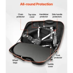 VEVOR Bike Travel Case, Bicycle Travel Bag with EVA Hard Shell, Quick-Release Buckle, Dual Zipper, TSA Lock and Wheels, Black Bicycle Case for Airplane, Easy Transportation Bag for 700C Road Bike