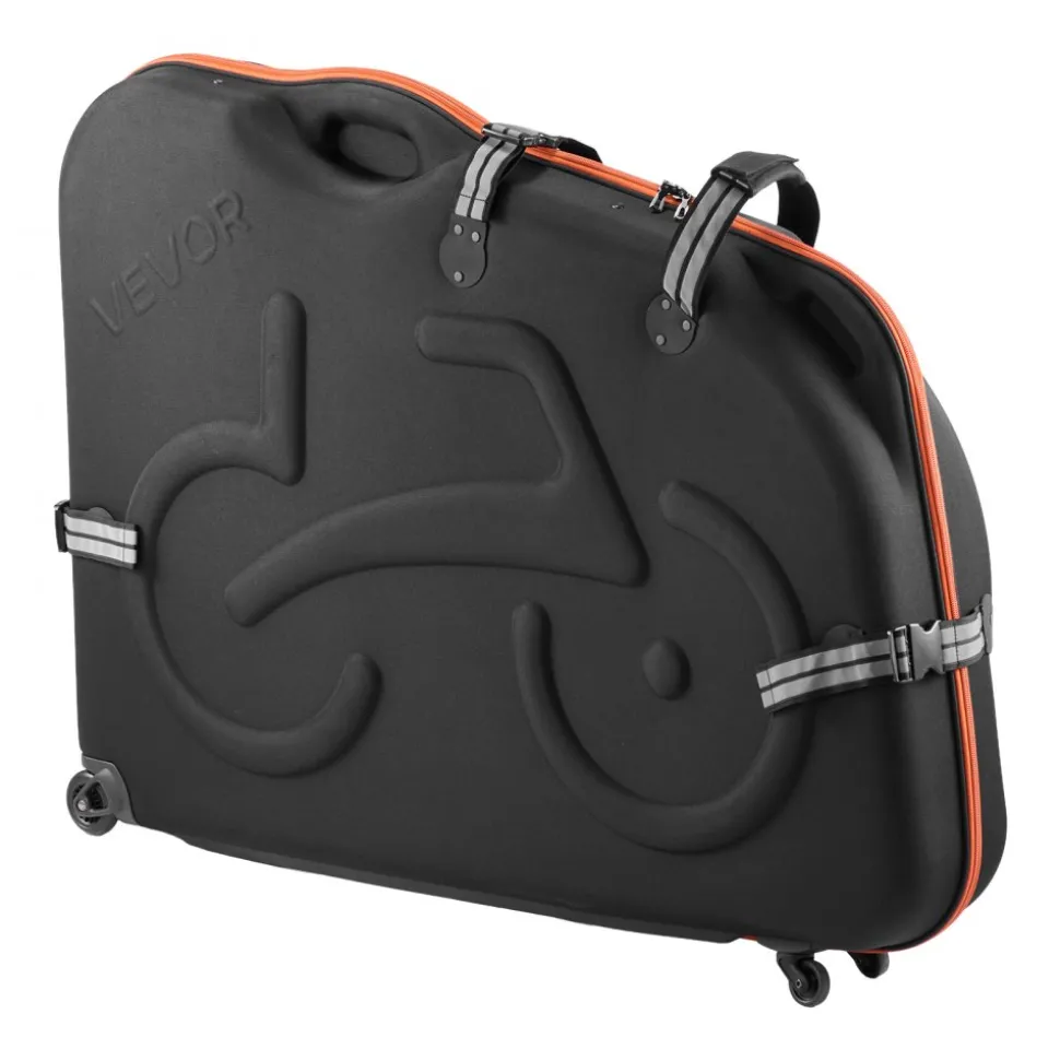 VEVOR Bike Travel Case, Bicycle Travel Bag with EVA Hard Shell, Quick-Release Buckle, Dual Zipper, TSA Lock and Wheels, Black Bicycle Case for Airplane, Easy Transportation Bag for 700C Road Bike