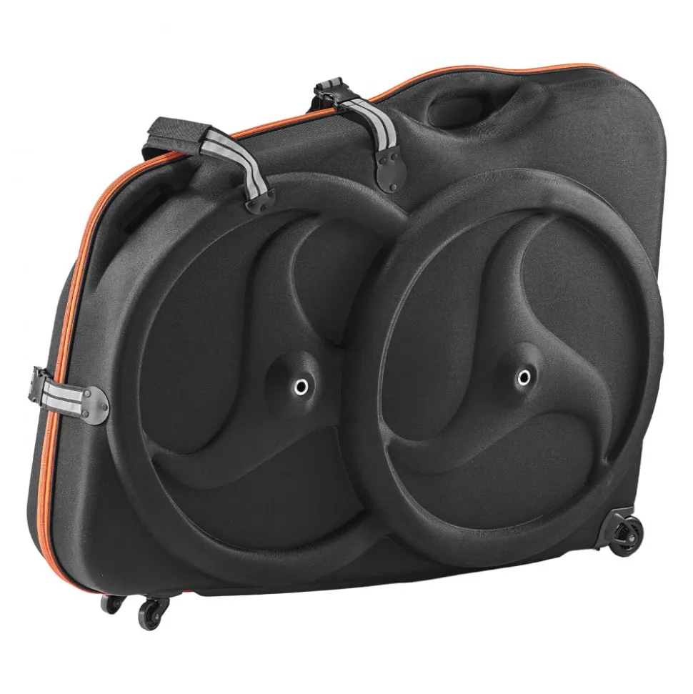 VEVOR Bike Travel Case, Bicycle Travel Bag with EVA Hard Shell, Quick-Release Buckle, Dual Zipper, TSA Lock and Wheels, Black Bicycle Case for Airplane, Easy Transportation Bag for 700C Road Bike