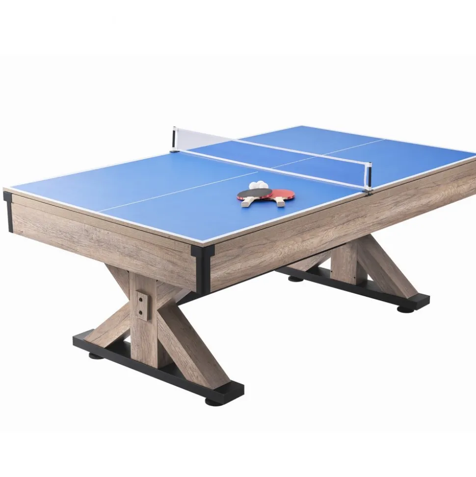 VEVOR Billiards Table Combo Set, 7ft 3-in-1 Multi Game Table with Dining, Pool, and Tennis Table, Includes Full Set of Accessories, Wood Color with Grey Cloth, Perfect for Family Game Room Kids Adults