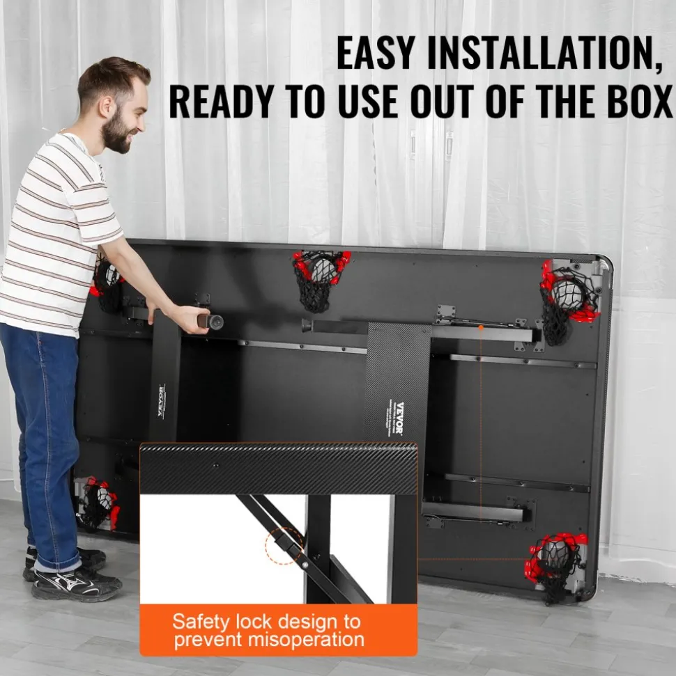 VEVOR Billiards Table, 6.3 ft Pool Table, Portable Foldable Space-Saving Table, Billiard Table Set Includes Balls, Cues, Chalks and Brush, Black with Red Cloth, Perfect for Family Game Room Kid Adult