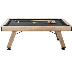 VEVOR Billiards Table, 7 ft Pool Table, Adjust Legs Stable Billiards Table, Pool Table Set Includes Balls, Cues, Chalks and Brush, Wood Color with Black Cloth, Perfect for Family Game Room Kids Adults