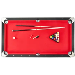 VEVOR Billiards Table, 7 ft Pool Table, Portable Foldable Space-Saving Table, Billiard Table Set Includes Balls, Cues, Chalks and Brush, Black with Red Cloth, Perfect for Family Game Room Kids Adults