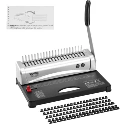 VEVOR Binding Machine, Comb Binding Machine 21-Holes Binding 450 Sheets, Book Binder Machine with 100 PCS 3/8'' Comb Binding Spines, for Letter Size, A4, A5