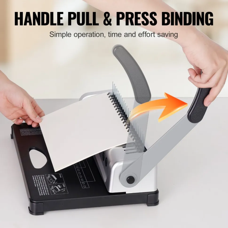 VEVOR Binding Machine, Comb Binding Machine 21-Holes Binding 450 Sheets, Book Binder Machine with 100 PCS 3/8'' Comb Binding Spines, for Letter Size, A4, A5