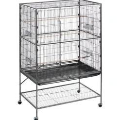 VEVOR Bird Cage, 36.6 x 22.8 x 59.5 inch, Flat Top, Wrought Iron Bird Flight Cage with Perches, Slide-Out Tray and Plastic Feeders, for Blue Tit, Cockatiel, Canary, Monk Parakeet, African Grey Parrot