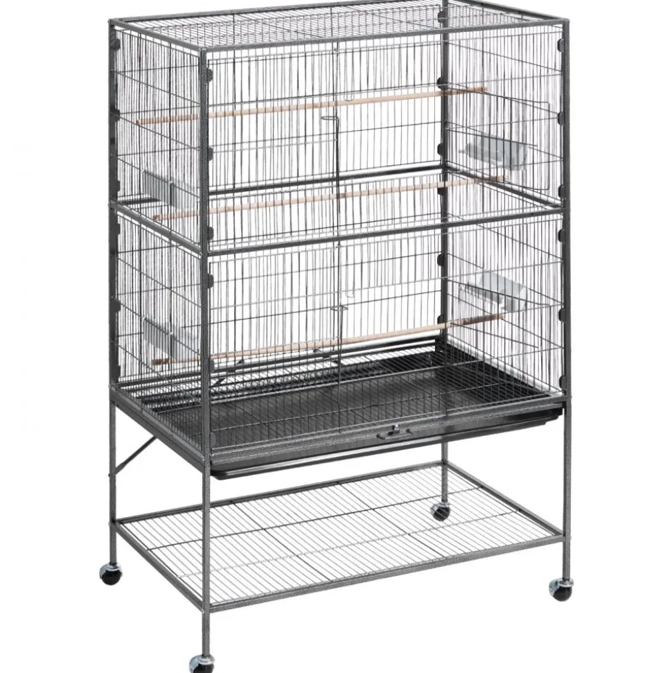 VEVOR Bird Cage, 36.6 x 22.8 x 59.5 inch, Flat Top, Wrought Iron Bird Flight Cage with Perches, Slide-Out Tray and Plastic Feeders, for Blue Tit, Cockatiel, Canary, Monk Parakeet, African Grey Parrot