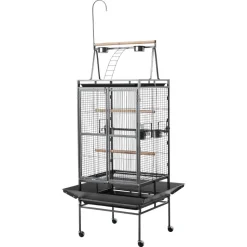 VEVOR Bird Cage, 32.7 x 31.1 x 82.7 inch, Open Flat Top, Wrought Iron Bird Flight Cage with Perches, Slide-Out Tray, Plastic Feeders, for Cockatiel, Monk Parakeet, Amazon Parrot, African Grey Parrot