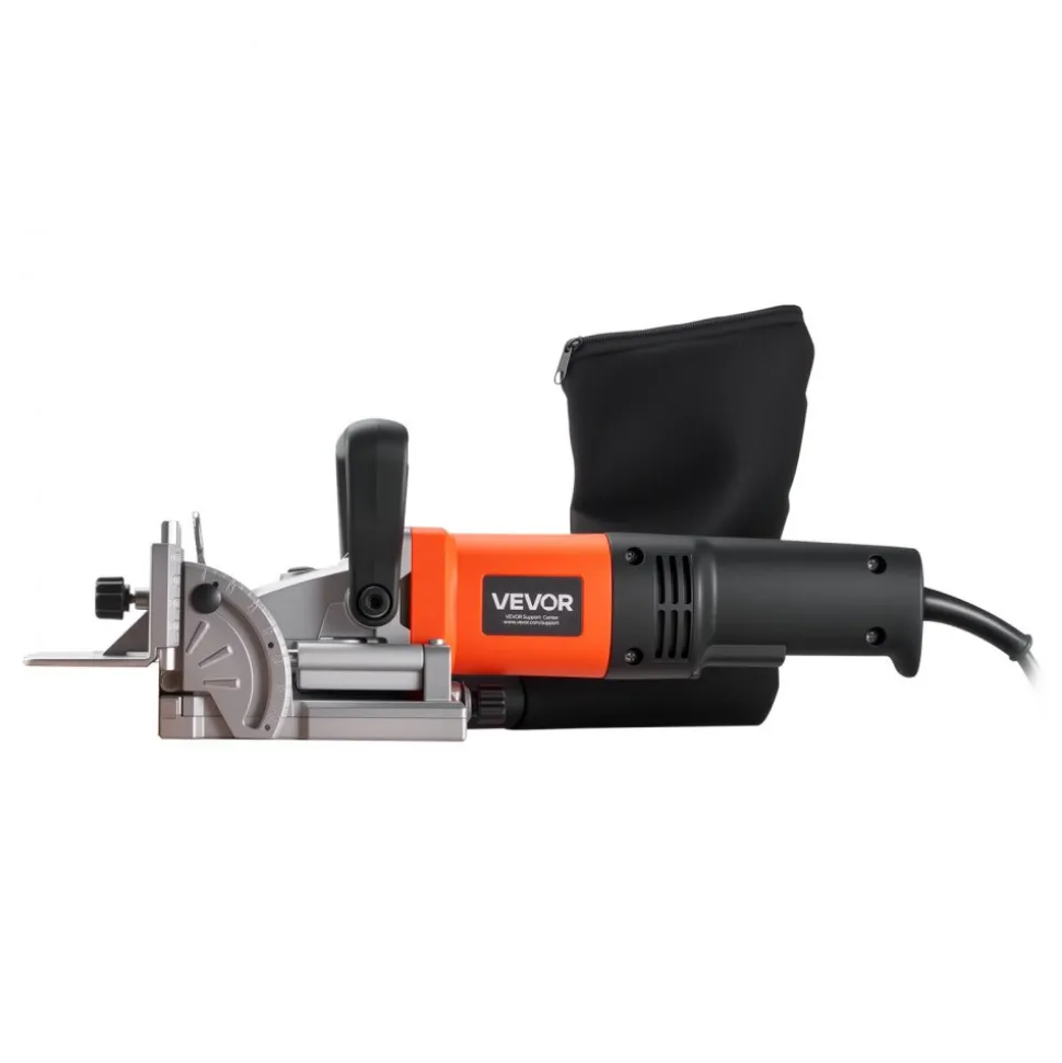 VEVOR Biscuit Plate Joiner, 5.9A, Plate Joiner Tool Kit with 11,600 RPM 760W Motor, 45-Degree Locating Notch, Carbide Tipped Blade, Wood Biscuits, Dust Bag, Adjustable Angle & Depth, for Woodworking