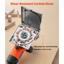 VEVOR Biscuit Plate Joiner, 5.9A, Plate Joiner Tool Kit with 11,600 RPM 760W Motor, 45-Degree Locating Notch, Carbide Tipped Blade, Wood Biscuits, Dust Bag, Adjustable Angle & Depth, for Woodworking