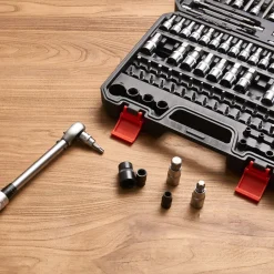 VEVOR Bit Socket Set, 107-Piece SAE and Metric, Hex/Torx/External Torx/Tamper-Proof/Extra Long, S2 Alloy Steel and Cr-V Steel, 1/4 in, 3/8 in, and 1/2 in Drives, with Enhanced Storage Case, Hand Use