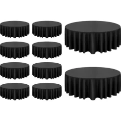 VEVOR Black Round Tablecloths 10 Pack, 120 Inches in Diameter, Stain- & Wrinkle- Resistant, Machine Washable Table Clothes, Polyester Fabric Table Covers for Wedding, Party, Banquet, Formal Events