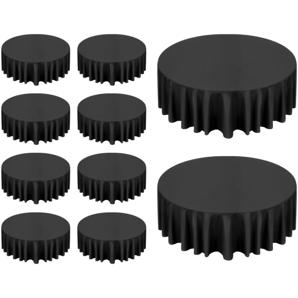 VEVOR Black Round Tablecloths 10 Pack, 120 Inches in Diameter, Stain- & Wrinkle- Resistant, Machine Washable Table Clothes, Polyester Fabric Table Covers for Wedding, Party, Banquet, Formal Events