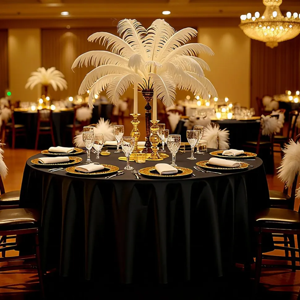 VEVOR Black Round Tablecloths 6 Pack, 120 Inches in Diameter, Stain- & Wrinkle- Resistant, Machine Washable Table Clothes, Polyester Fabric Table Covers for Wedding, Party, Banquet, Formal Events