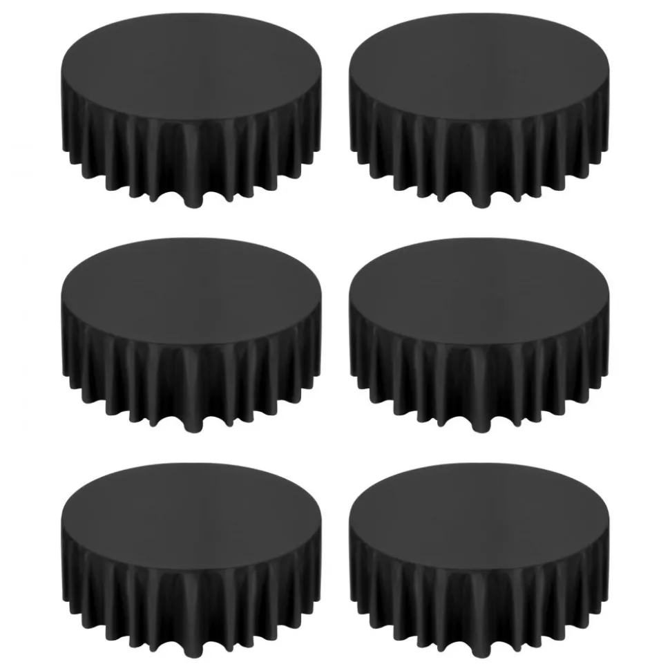 VEVOR Black Round Tablecloths 6 Pack, 120 Inches in Diameter, Stain- & Wrinkle- Resistant, Machine Washable Table Clothes, Polyester Fabric Table Covers for Wedding, Party, Banquet, Formal Events