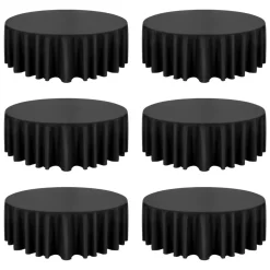 VEVOR Black Round Tablecloths 6 Pack, 120 Inches in Diameter, Stain- & Wrinkle- Resistant, Machine Washable Table Clothes, Polyester Fabric Table Covers for Wedding, Party, Banquet, Formal Events