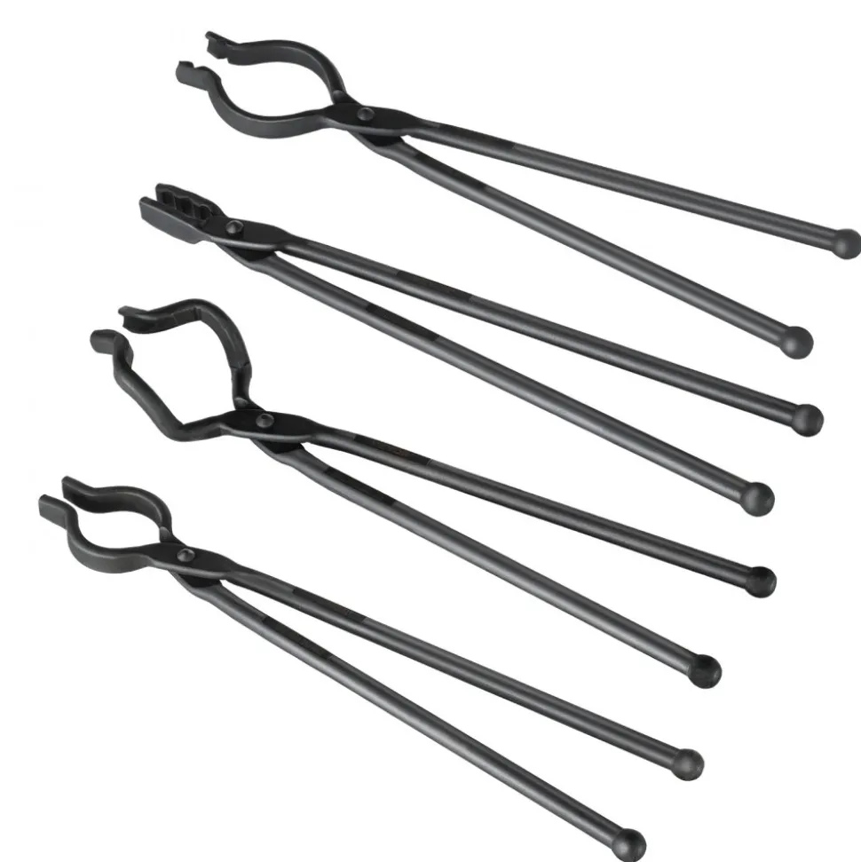 VEVOR Blacksmith Tongs, 18” 4 PCS, V-Bit Bolt Tongs, Wolf Jaw Tongs, Z V-Bit Tongs and Gripping Tongs, Carbon Steel Forge Tongs with A3 Steel Rivets, for Beginner and Seasoned Blacksmiths, Bladesmiths