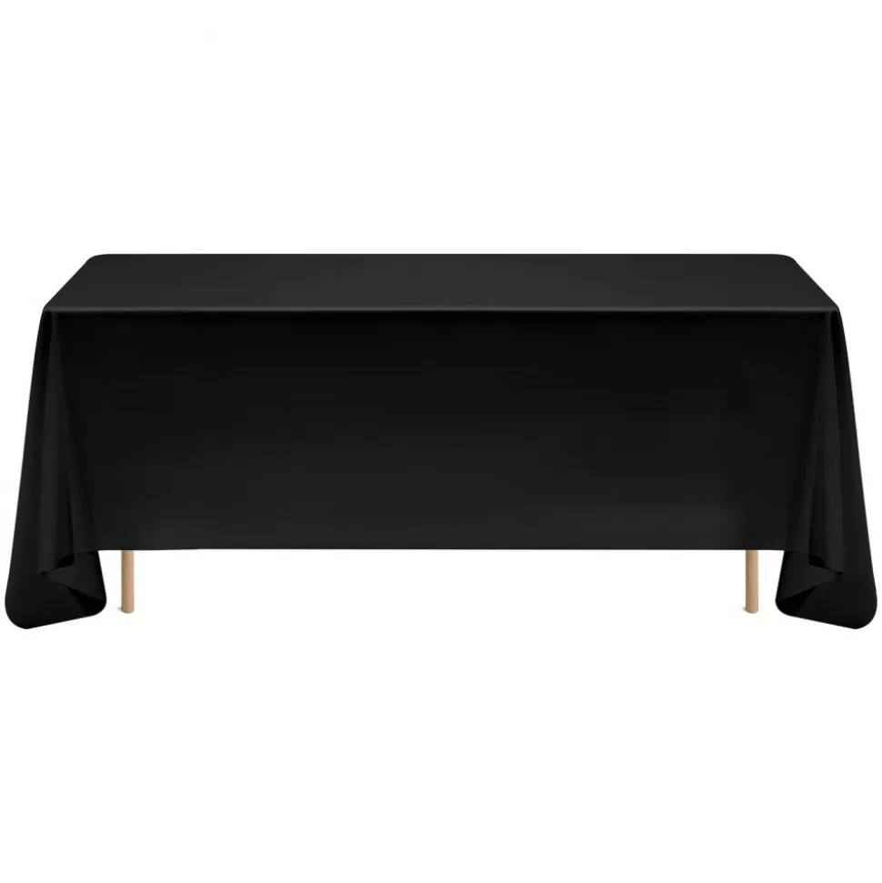 VEVOR Black Tablecloths for Rectangle Tables, 6 Pack, 70 x 120 Inches, Reusable and Machine Washable Table Clothes, Wrinkle-Resistant Polyester Fabric Table Covers for Wedding, Party, Banquet