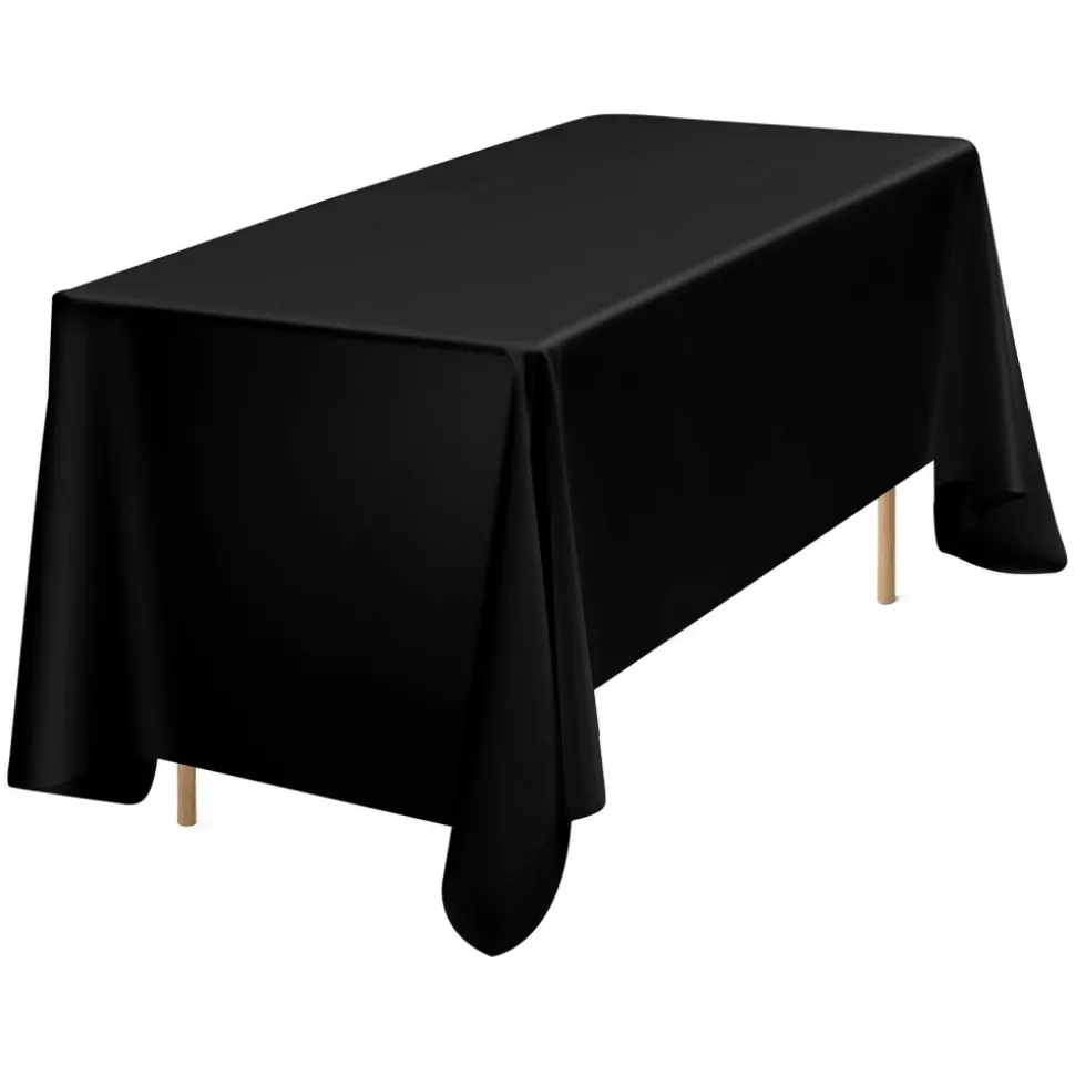 VEVOR Black Tablecloths for Rectangle Tables, 6 Pack, 70 x 120 Inches, Reusable and Machine Washable Table Clothes, Wrinkle-Resistant Polyester Fabric Table Covers for Wedding, Party, Banquet