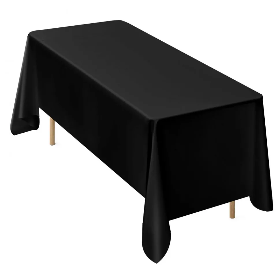 VEVOR Black Tablecloths for Rectangle Tables, 6 Pack, 70 x 120 Inches, Reusable and Machine Washable Table Clothes, Wrinkle-Resistant Polyester Fabric Table Covers for Wedding, Party, Banquet