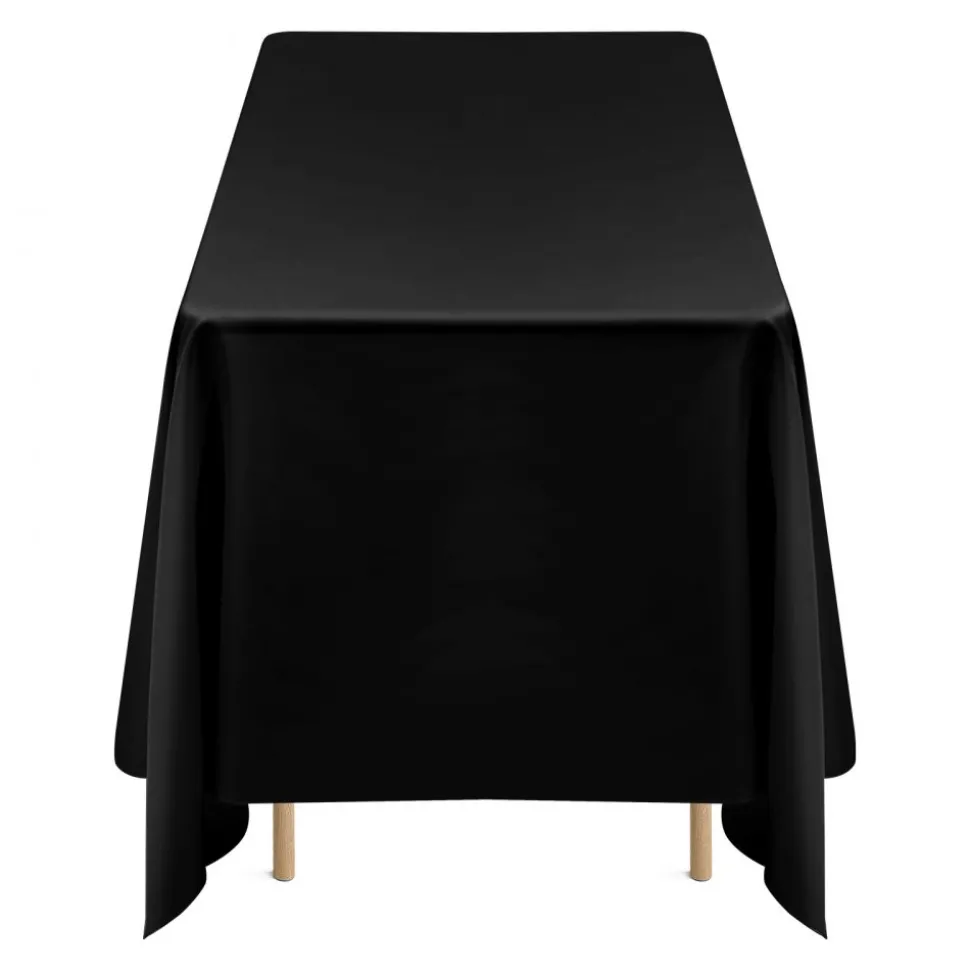 VEVOR Black Tablecloths for Rectangle Tables, 6 Pack, 70 x 120 Inches, Reusable and Machine Washable Table Clothes, Wrinkle-Resistant Polyester Fabric Table Covers for Wedding, Party, Banquet