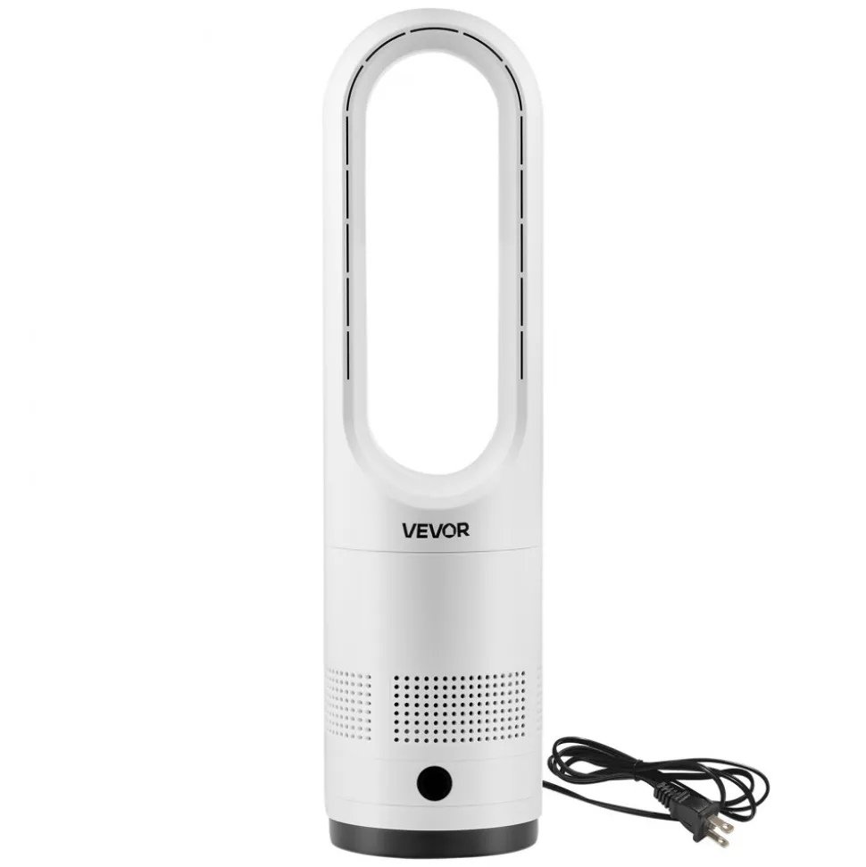 VEVOR Bladeless Tower Fan, 80° Oscillating Standing Fan, 8 Speeds & 9-Hour Timer, 15.42 ft High Velocity Floor Air Circulator, Powerful Airflow with Remote for Bedroom, Living Room, Home, Office,White