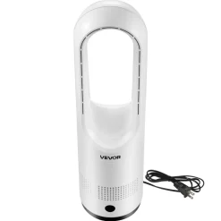 VEVOR Bladeless Tower Fan, 80° Oscillating Standing Fan, 8 Speeds & 9-Hour Timer, 15.42 ft High Velocity Floor Air Circulator, Powerful Airflow with Remote for Bedroom, Living Room, Home, Office,White