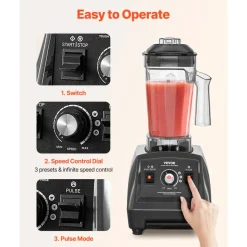 VEVOR Blender for Smoothies, 61 oz 1400W, Professional Blender with Powerful Motor, Multi-Functional Food Processing Blender for Smoothie/Milkshake/Juice, Fits for Kitchen