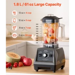 VEVOR Blender for Smoothies, 85 oz 1400W, Professional Blender with Powerful Motor, Multi-Functional Food Processing Blender with 2 Cups for Smoothie/Milkshake/Juice, Fits for Kitchen
