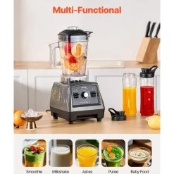VEVOR Blender for Smoothies, 85 oz 1400W, Professional Blender with Powerful Motor, Multi-Functional Food Processing Blender with 2 Cups for Smoothie/Milkshake/Juice, Fits for Kitchen